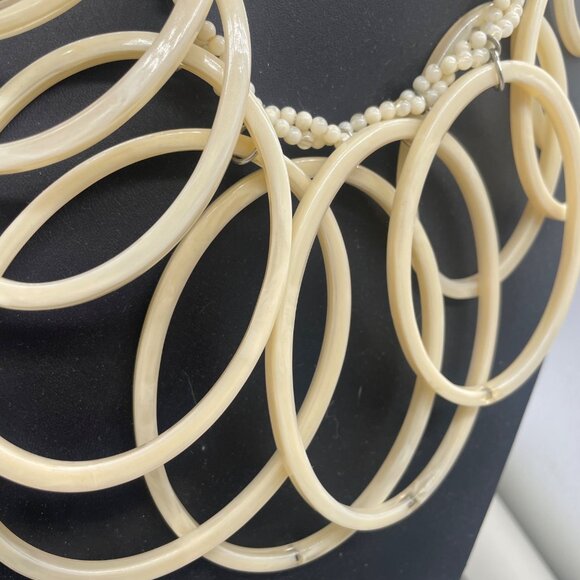 Vintage Beaded Oval Statement Necklace - Picture 2 of 5